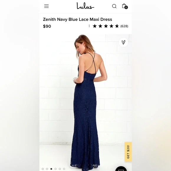 lulus blue bridesmaid dresses LuLus Blue Crochet Maxi Halter Dress with Thigh High Slit. Size S –  eBargainsAndDeals Vintage Store main image 0